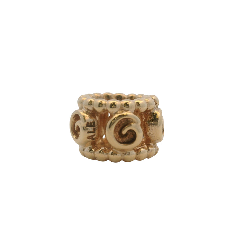 Retired Pandora Solid 14kt Yellow Gold Ring of Roses Spacer Charm