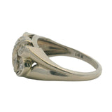Vintage 1930-40s 14k White Gold and Diamond Swirl Milgrain Accent Ring Size 5