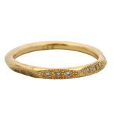 Solid 18kt Yellow Gold Faceted Faceted 2mm Stackable Band Ring with Diamonds Size 4.5
