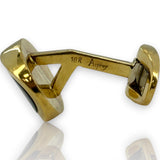 Asprey London Solid 18kt Yellow Gold Heavy 16g Whale-Back Oval Cufflinks with Inlaid Mother of Pearl and Onyx