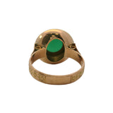 Antique Late Victorian Etruscan Revival 18kt Yellow Gold and Dyed Chalcedony Solitaire Ring Size 7