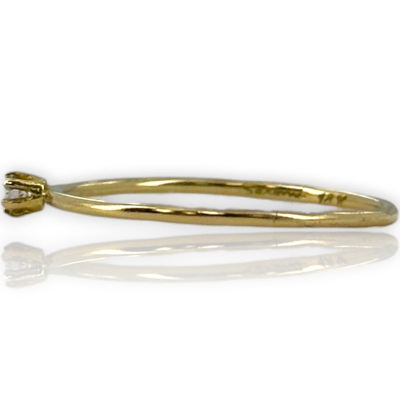Satomi Kawakita 18kt Yellow Gold Baby White Diamond Solitaire Ring Size 6