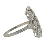 Antique 1920-30s 18kt White Gold 0.42ctw Diamond Deco Dinner Cocktail Ring Sz 8