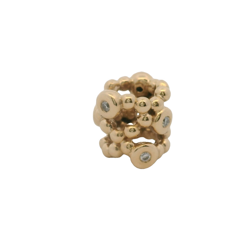 Pandora Retired Solid 14k Yellow Gold and Diamond Precious Memory Spacer Slider Charm