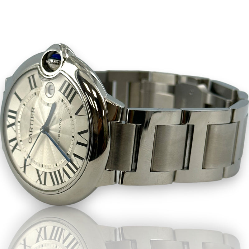 Cartier 3765 Ballon Bleu Date 42mm WSBB0049 Stainless Steel Watch B&P