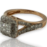 KALLATI Jewelry Solid 14kt Rose Gold Princess Cut Diamond Cluster Ring with Round Cut Diamond Halo Wedding Engagement Size 6.5