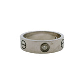 Cartier 18kt 750 White Gold Classic Model 6mm Love Ring with 3 Diamonds Size 61 9.5