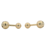 Vintage Mid-Century Solid 14kt Yellow Gold Star Set Lab Ruby Ball Back Cufflinks