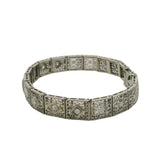 Estate Diamond Filigree Accent 14K 585 White Gold Pierced Bracelet