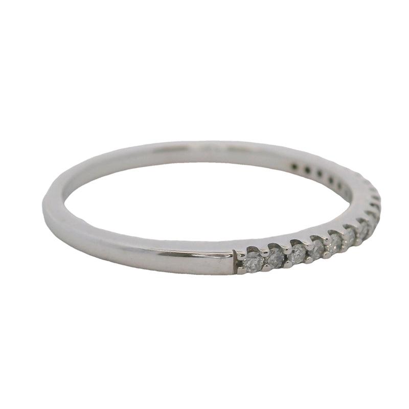 Solid 10kt White Gold and Diamond 1.5mm Thin Wedding Stackable Band Ring Size 6.75