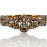 LeVian Signed Solid 14kt Rose Gold and Natural Diamonds Wedding Engagement Ring Size 7