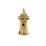 Vintage Solid 14kt Yellow Gold 3D Lighthouse Dangle Charm