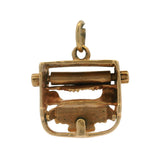 Vintage Solid 14kt Yellow Gold Typewriter Movable Dangle Charm
