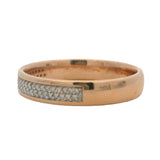Russian Soviet Solid 14kt Yellow Gold and Single-Cut Diamond Pave Half-Eternity Band Size 7