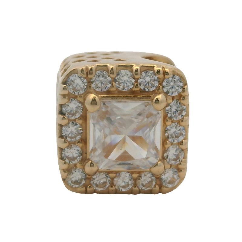 Charm Pandora ALE con circonita cúbica y resplandor geométrico en oro amarillo de 14 quilates 585