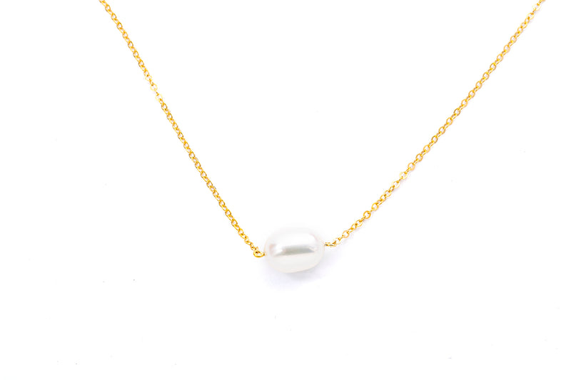 Carla Nancy B Freshwater Pearl Anchor Link 14K 585 Yellow Gold Necklace Pendant