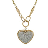 EFFY D'Oro Solid 14kt Yellow Gold and 0.75ctw Diamond Cluster Pave Heart Pendant 18" Necklace