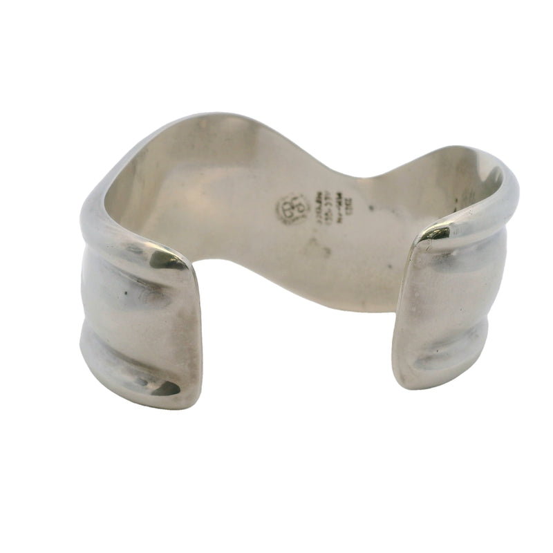 Vintage Los Ballesteros Mexican 925 Sterling Silver Wavy 3 Layer Cuff Bracelet