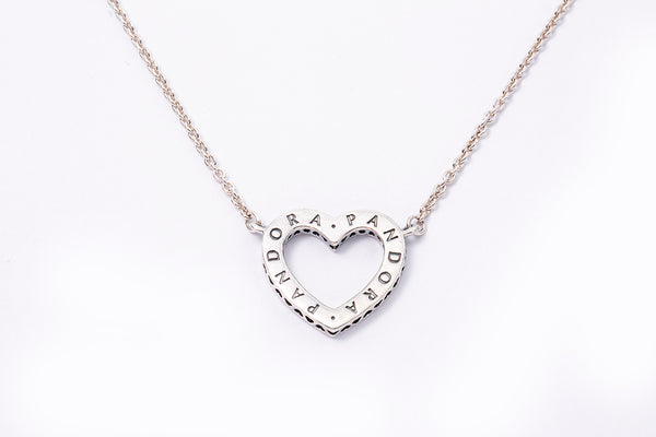 Pandora ALE Loving Sparkling Open Heart Charm 925 Sterling Silver Pendant