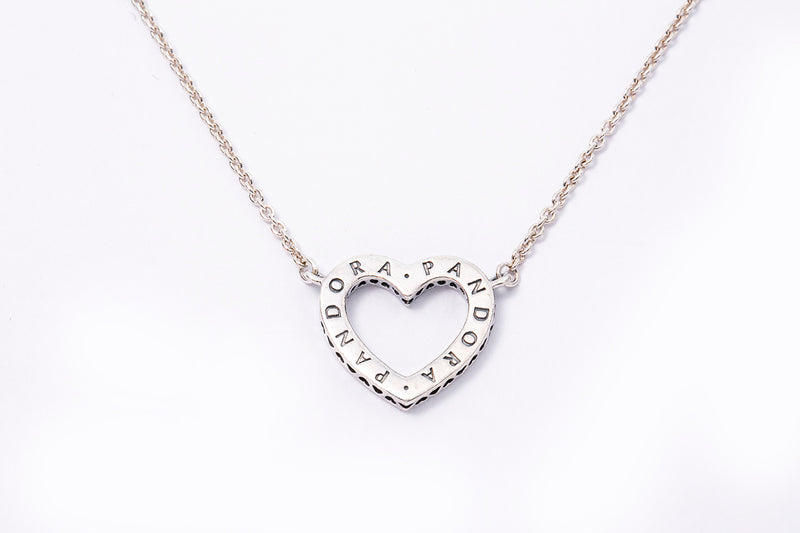 Pandora ALE Loving Sparkling Open Heart Charm 925 Sterling Silver Pendant