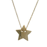 Vintage Dyadema Italian Solid 9kt Yellow Gold Star Pendant Necklace with Diamond