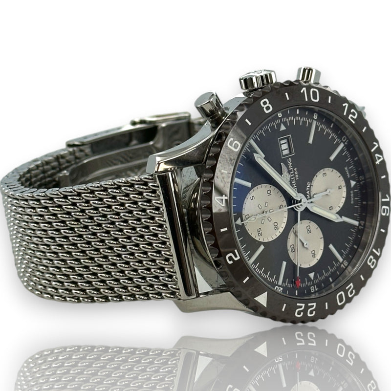 Breitling Chronoliner Y24310 46mm Steel Watch Brown Bezel Watch B&P 2017