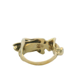 Vintage Solid 14kt Yellow Gold 17g Unique Grasshopper Insect Bug Ring With Diamond Eyes Size 8