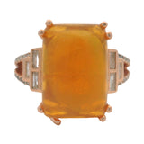 Retired EFFY Solid 14kt Rose Gold Pregnant Fire Opal and Diamond Cocktail Ring Size 7