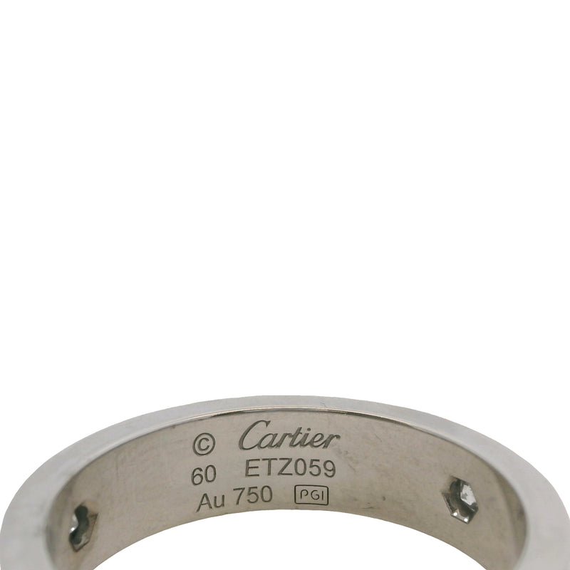 Cartier Solid 18kt White Gold Classic Model 5.5mm Love Ring with 3 Diamonds 0.22ct Size 60 9.25