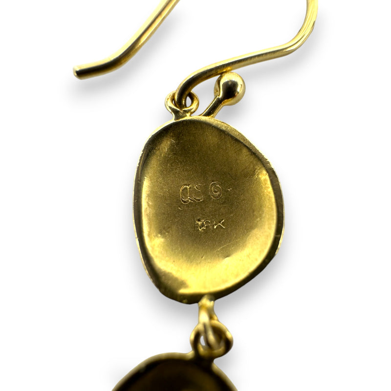 Anne Sportun Stardust Collection Retired 18kt Yellow Gold 3-Tier Dangle/Drop Hook Earrings with 0.23cttw White Diamonds