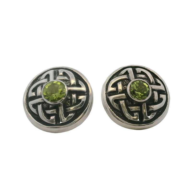 Deborah Armstrong 925 Sterling Silver and Peridot Celtic Knot 19.4mm Circle Clip Earrings
