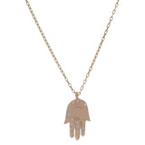 Versani Solid 18kt Rose Gold Diamond and Lab Turquoise Hamsa Pendant 17.5"