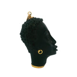 Vintage Italian Solid 18kt and Ebony Wood Blackamoor Head Charm Pendant