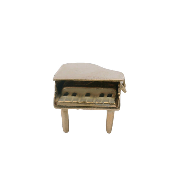 Vintage 14kt Yellow Gold and Enamel Detailed Music Piano Openable Charm