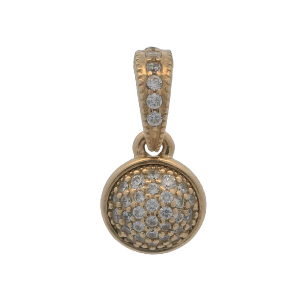 Charm de gota deslumbrante de Pandora retirado en oro amarillo macizo de 14 kt y circonita cúbica.