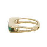 Vintage 1960-80s Solid 18kt Yellow Gold and Tension Set Emerald Row Cocktail Ring Size 7.5