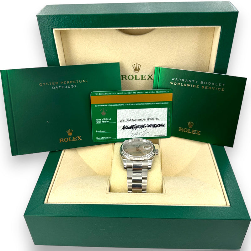 Rolex Datejust 36mm Rhodium Roman Dial 2017 Box Papers Stainless Watch