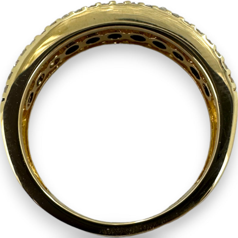 EFFY 14kt Yellow Gold Stackable Accent 5.4mm Band with Black and White Diamonds Size 7 Ring