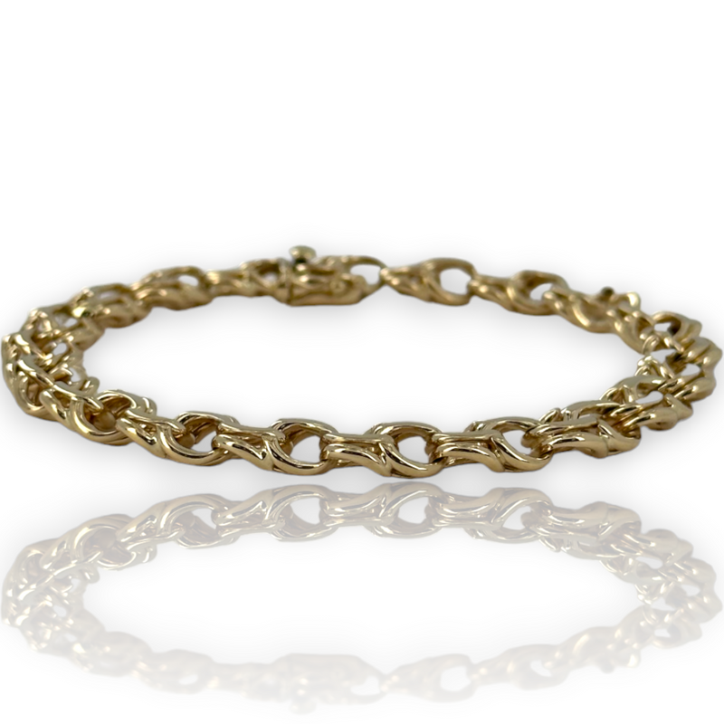 Vintage Tiffany & Co 14k 585 Yellow Gold Double Curb Empty Charm Bracelet