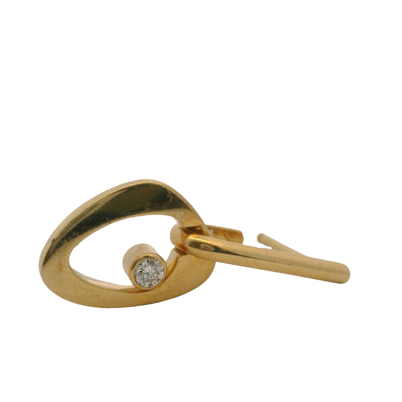 Georg Jensen Rare Solid 18kt Yellow Gold Modern Single Dangle Earring with Diamond