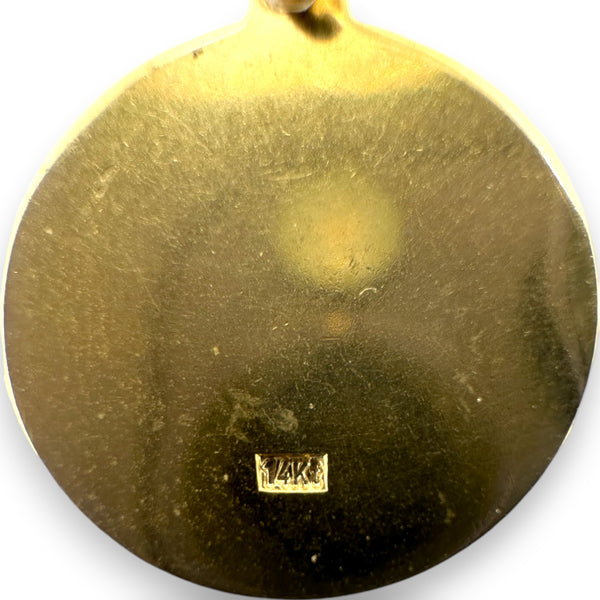 Solid 14kt Gold Saint Jude Thaddeus 15mm Medallion Circle Necklace Pendant