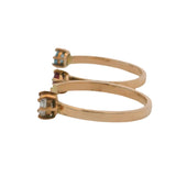 10kt Yellow Gold Double 2-Finger Wrap Ring with Blue White CZ Lab Ruby Size 10