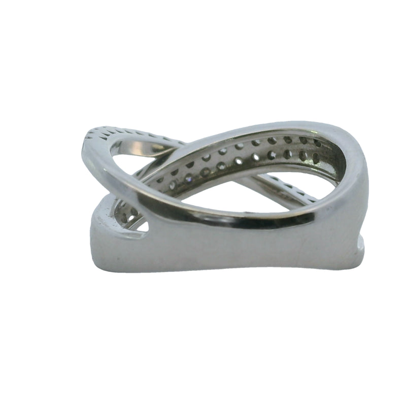 QCD 14kt White Gold and Diamond Crossover Cluster Ring Size 7