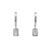 Solid 18kt White Gold and Diamond Drop/Dangle Halo Huggie Earrings