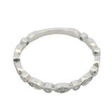 Solid 18kt White Gold and Diamond Scalloped Milgrain Alternating Shapes Ring Band Size 5.75