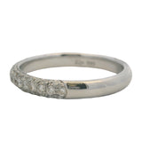 Solid 14kt White Gold and Diamond Cluster Pave Stackable 3mm Band Ring Size 6.5