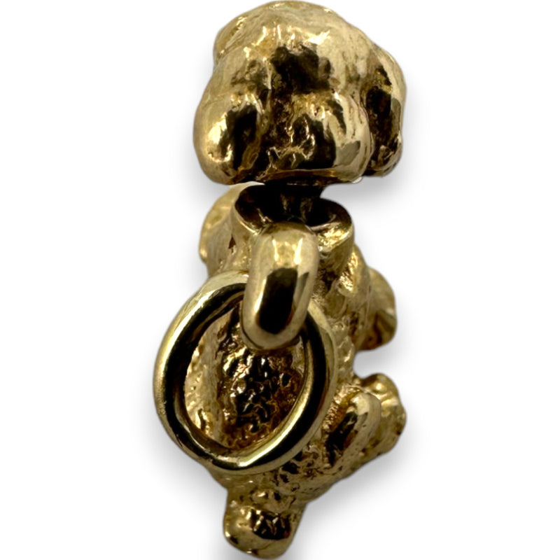 Vintage Bobblehead Puppy Dog Detailed Spaniel Charm Pendant Solid 14kt Yellow Gold