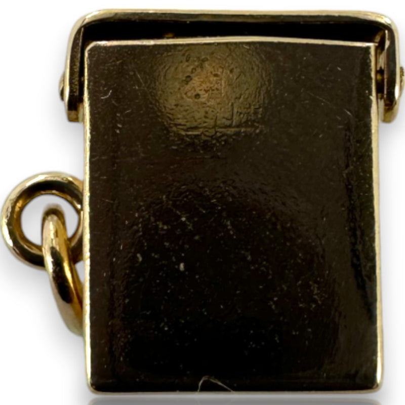 Vintage Solid 14kt Yellow Gold Working Spring Loaded Jack-In-The-Box Charm with Black Glass Bead