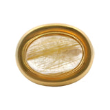 Vintage Solid 14kt Yellow Gold Cabochon 4.5ct Rutilated Quartz Venus Hair Cocktail Ring Size 8
