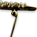 Bates & Klinke Signed 1900-1910s Opal and Pearl Crescent Moon Brooch Pin with Original Pinback
